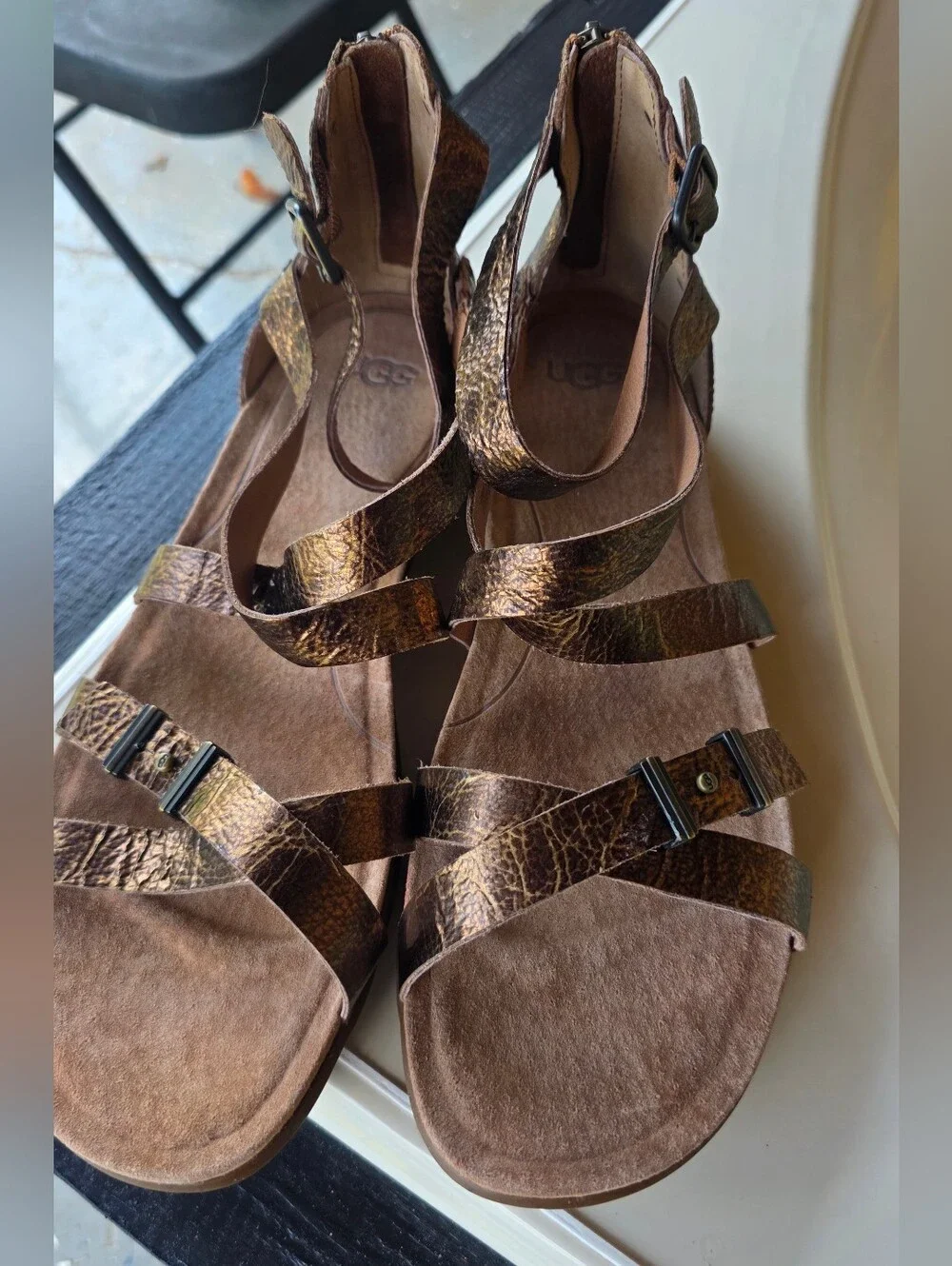 UGG Metallic Bronze Strappy Sandals